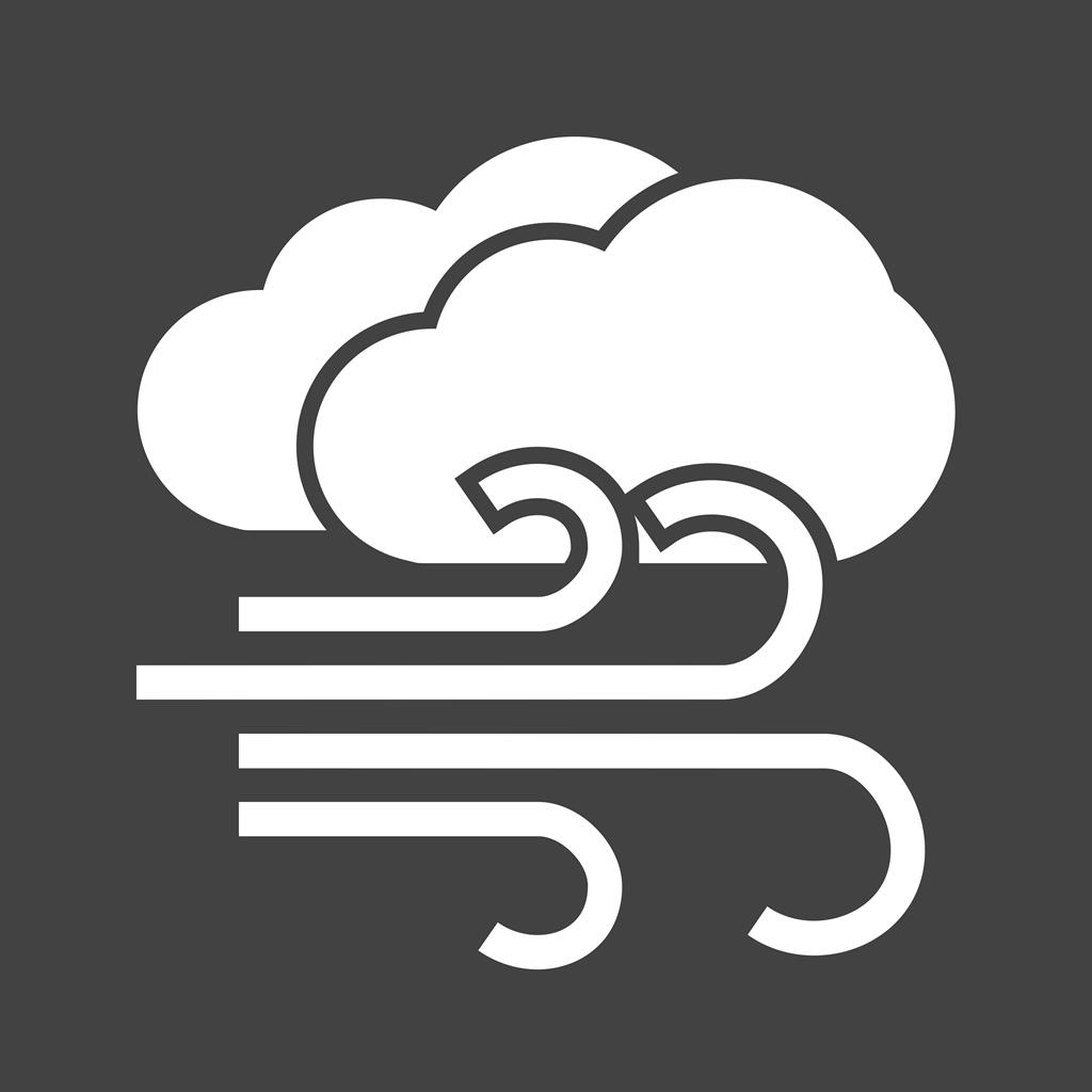 Windy + Cloudy Glyph Inverted Icon - IconBunny