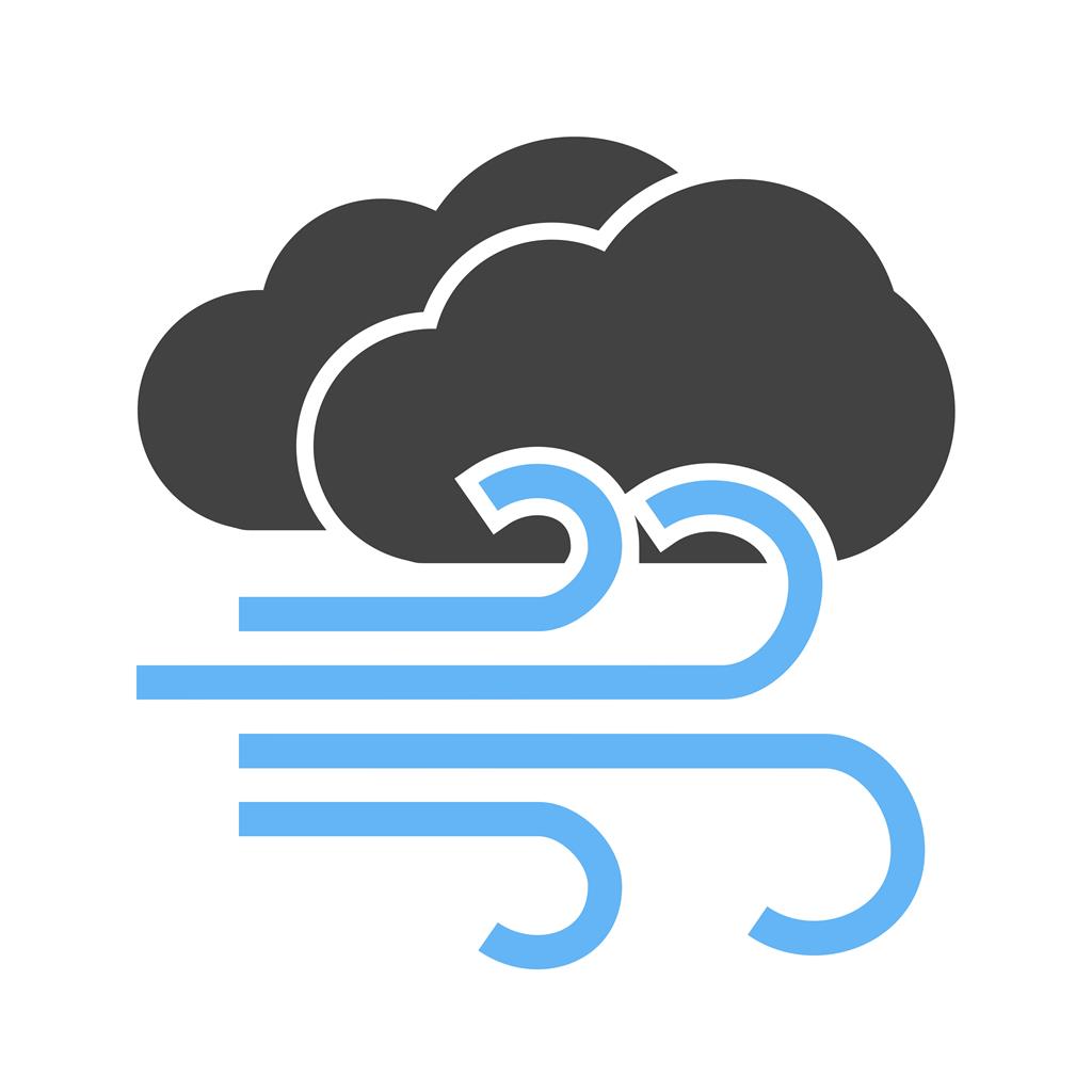 Windy + Cloudy Blue Black Icon - IconBunny
