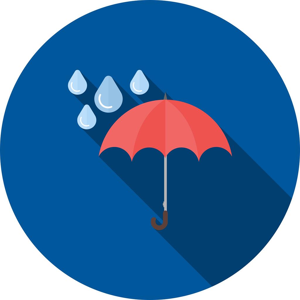 Umbrella with rain Flat Shadowed Icon - IconBunny