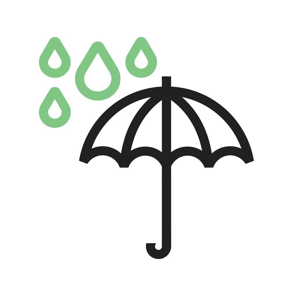 Umbrella with rain Line Green Black Icon - IconBunny
