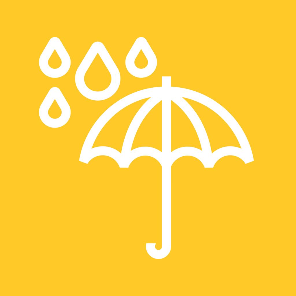 Umbrella with rain Line Multicolor B/G Icon - IconBunny