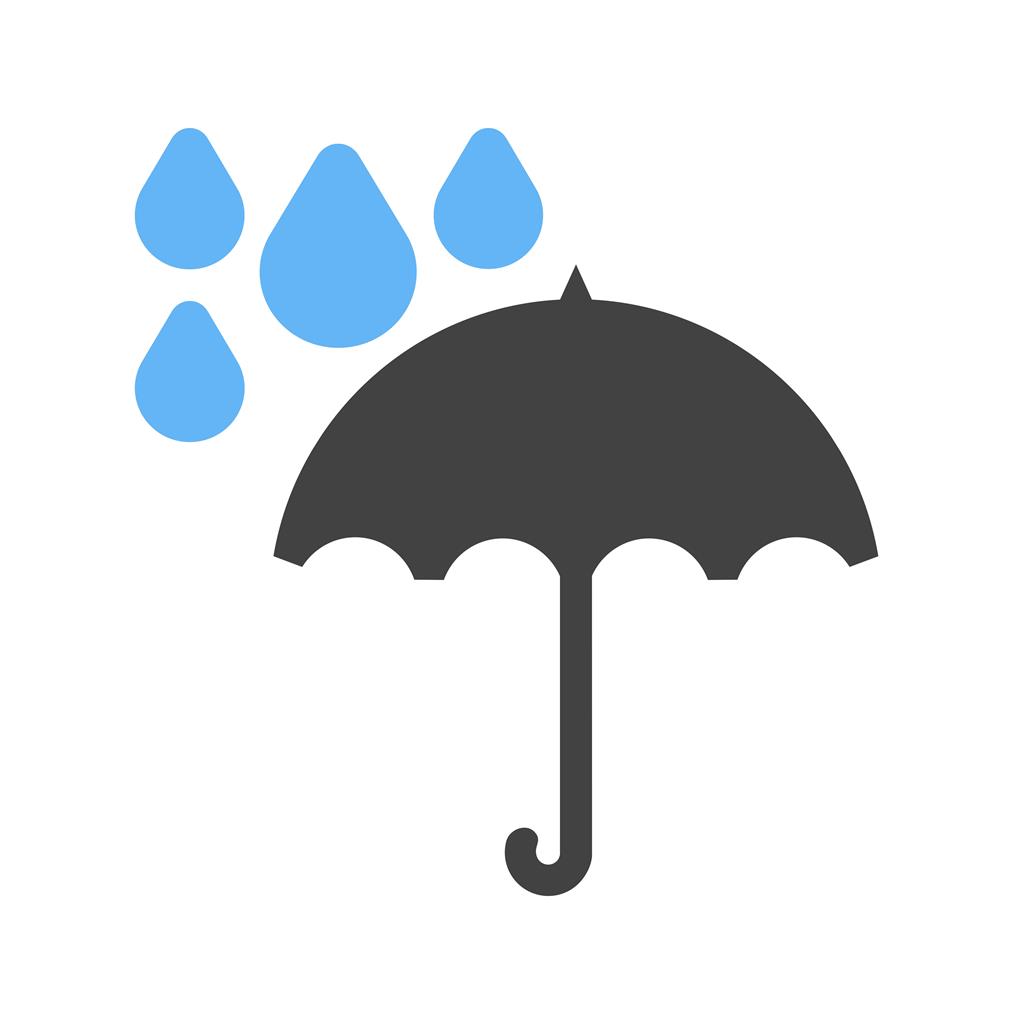 Umbrella with rain Blue Black Icon - IconBunny
