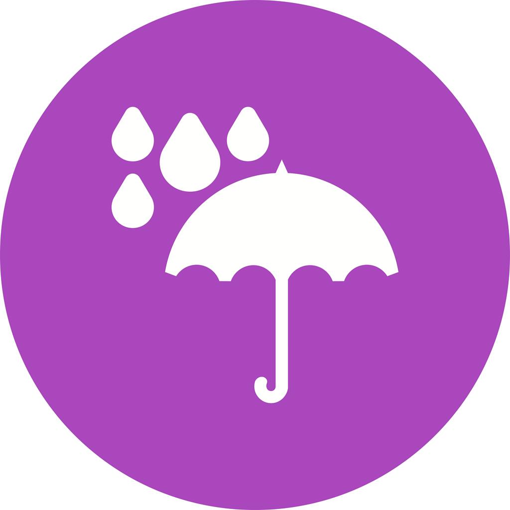 Umbrella with rain Flat Round Icon - IconBunny