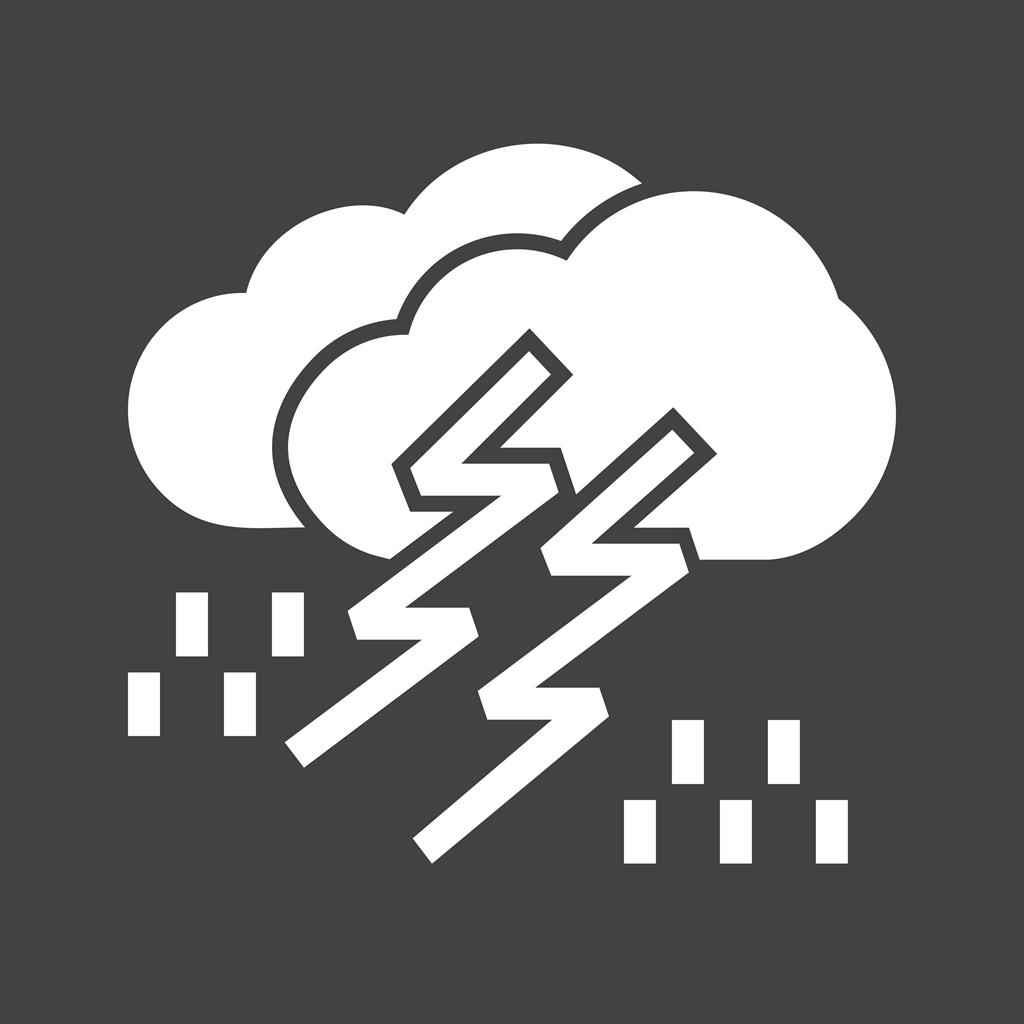 Thunderstorm Glyph Inverted Icon - IconBunny