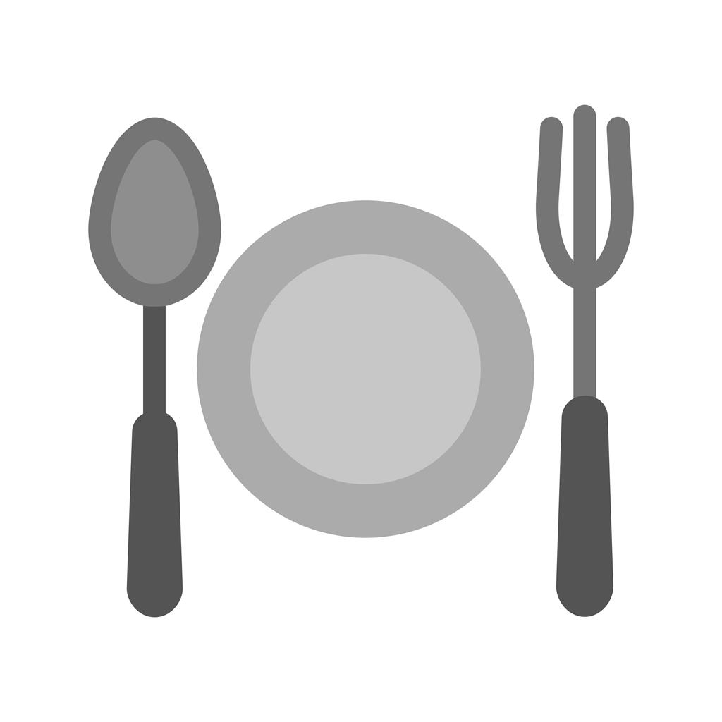 Fork and spoon Greyscale Icon - IconBunny