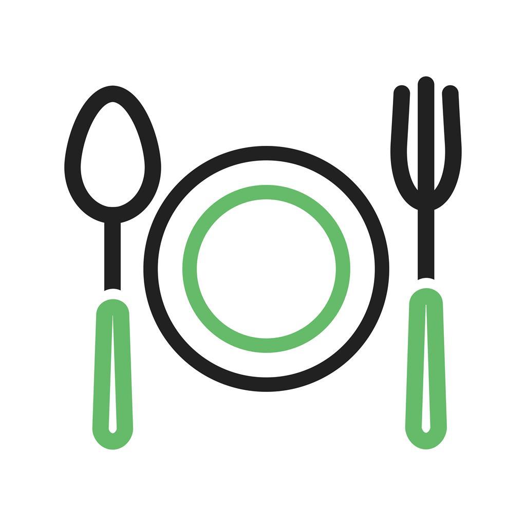 Fork and spoon Line Green Black Icon - IconBunny