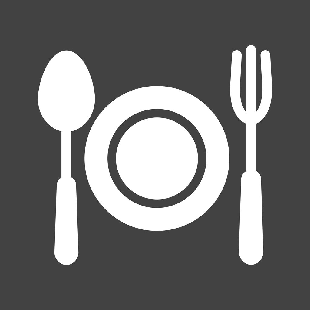 Fork and spoon Glyph Inverted Icon - IconBunny