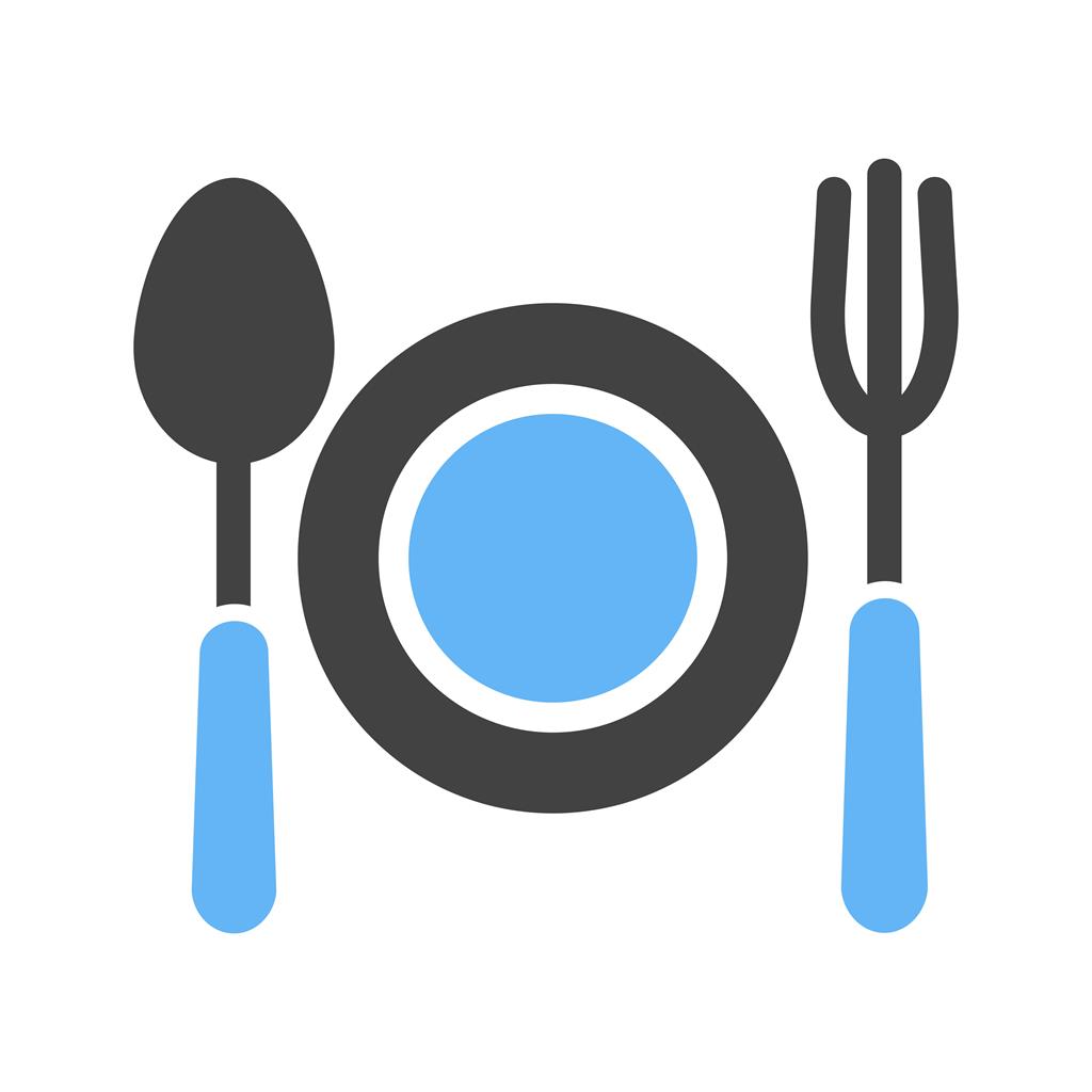 Fork and spoon Blue Black Icon - IconBunny