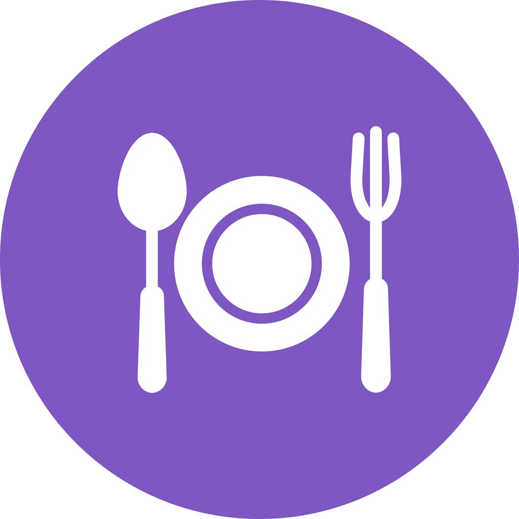 Fork and spoon Flat Round Icon - IconBunny