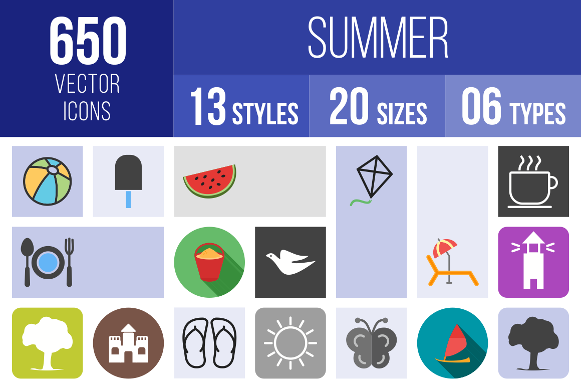 Summer Icons Bundle - Overview - IconBunny