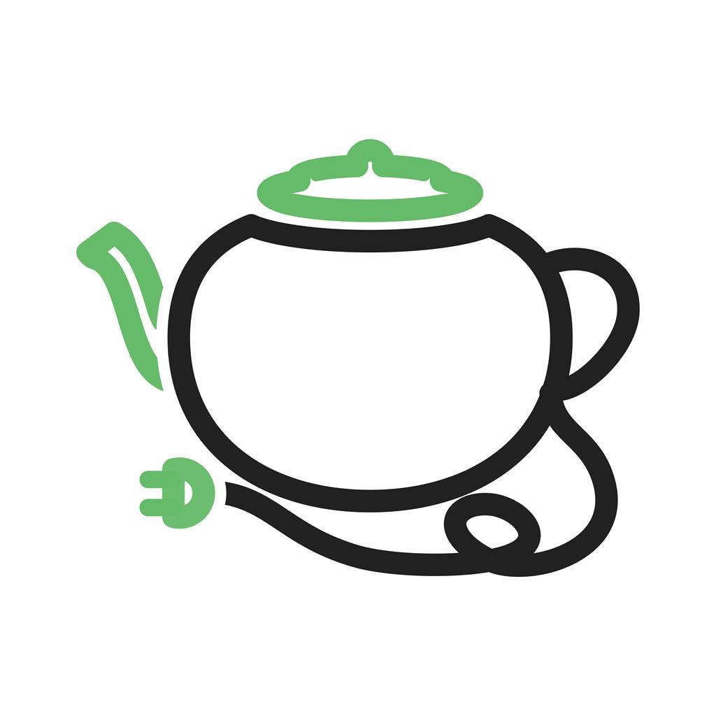 Tea kettle Line Green Black Icon - IconBunny