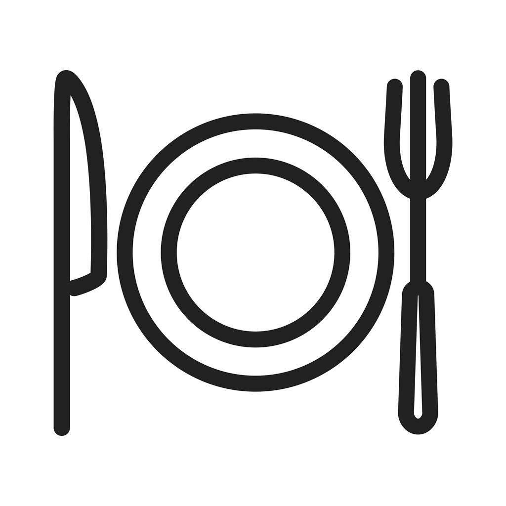 Plate with fork and knife Line Icon - IconBunny
