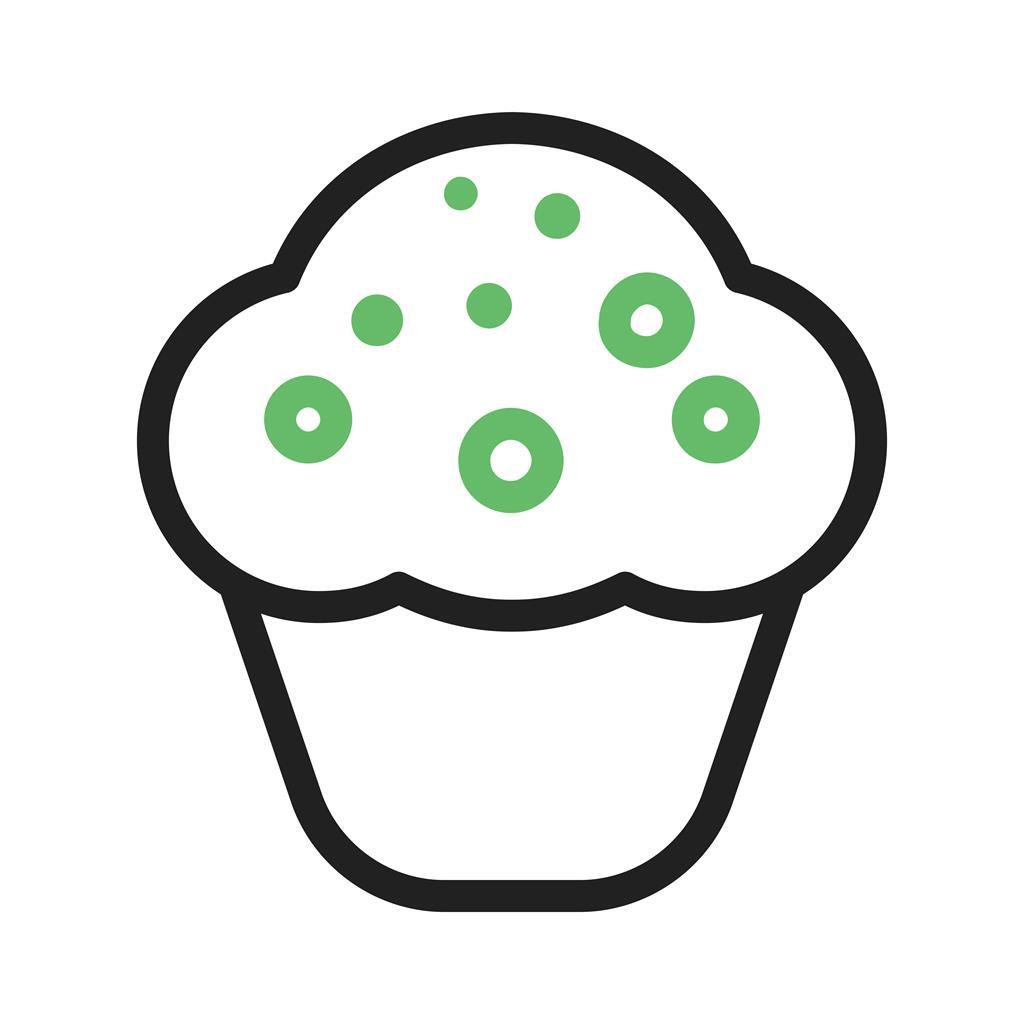 Chocolate Cupcake Line Green Black Icon - IconBunny