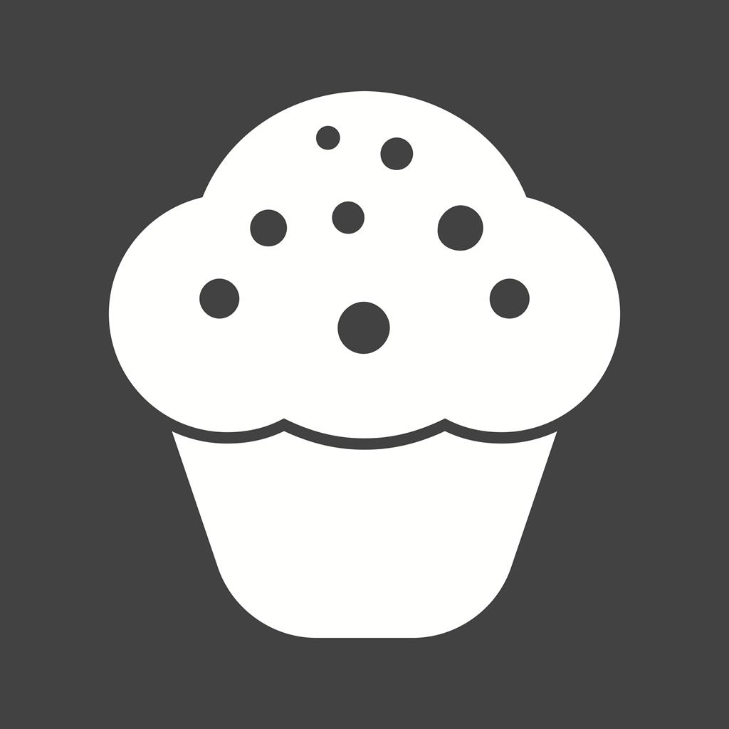 Chocolate Cupcake Glyph Inverted Icon - IconBunny