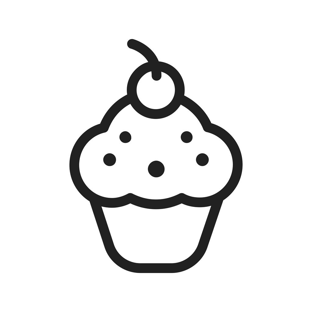 Cherry cupcake Line Icon - IconBunny
