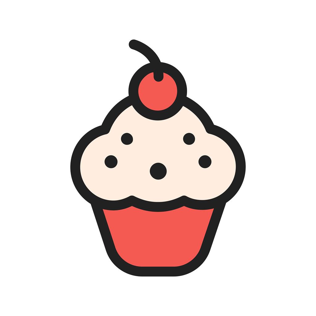 Cherry cupcake Line Filled Icon - IconBunny