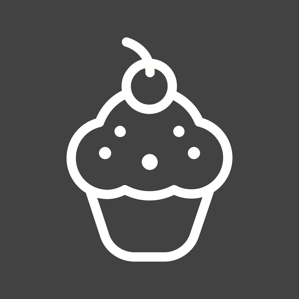Cherry cupcake Line Inverted Icon - IconBunny
