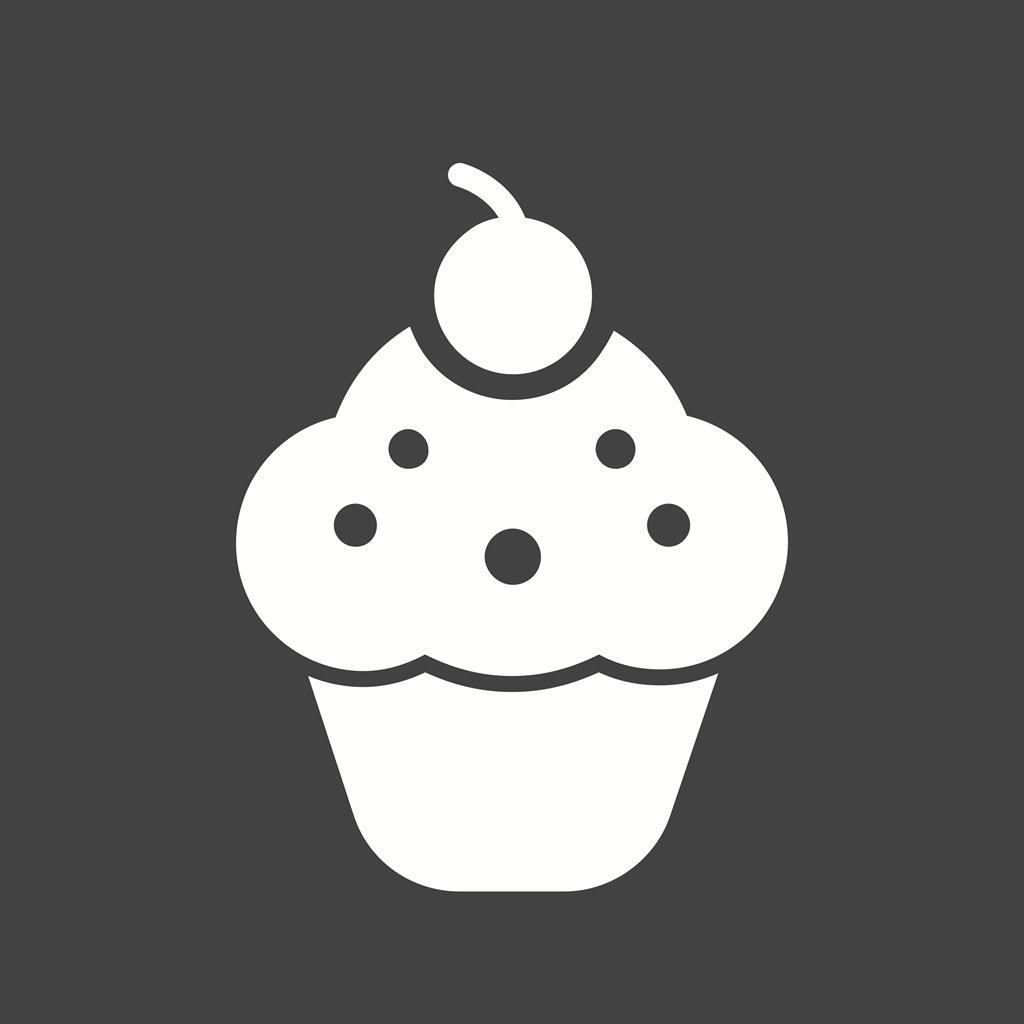 Cherry cupcake Glyph Inverted Icon - IconBunny