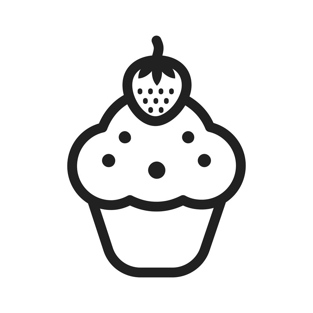 Strawberrry cupcake Line Icon - IconBunny
