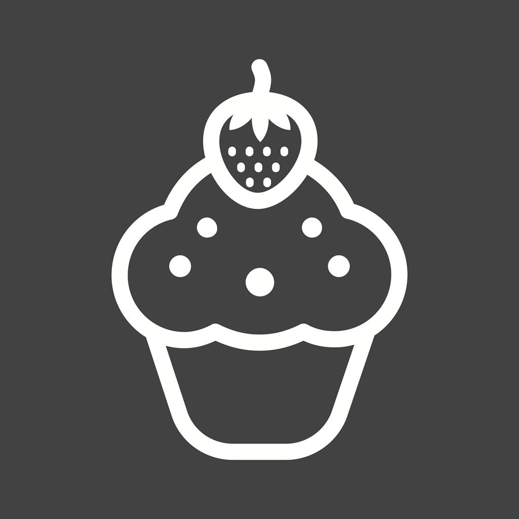 Strawberrry cupcake Line Inverted Icon - IconBunny
