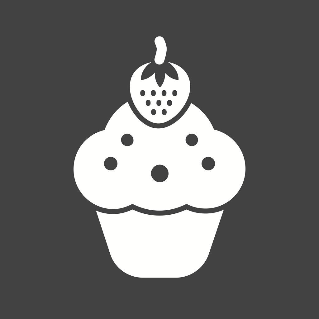 Strawberrry cupcake Glyph Inverted Icon - IconBunny