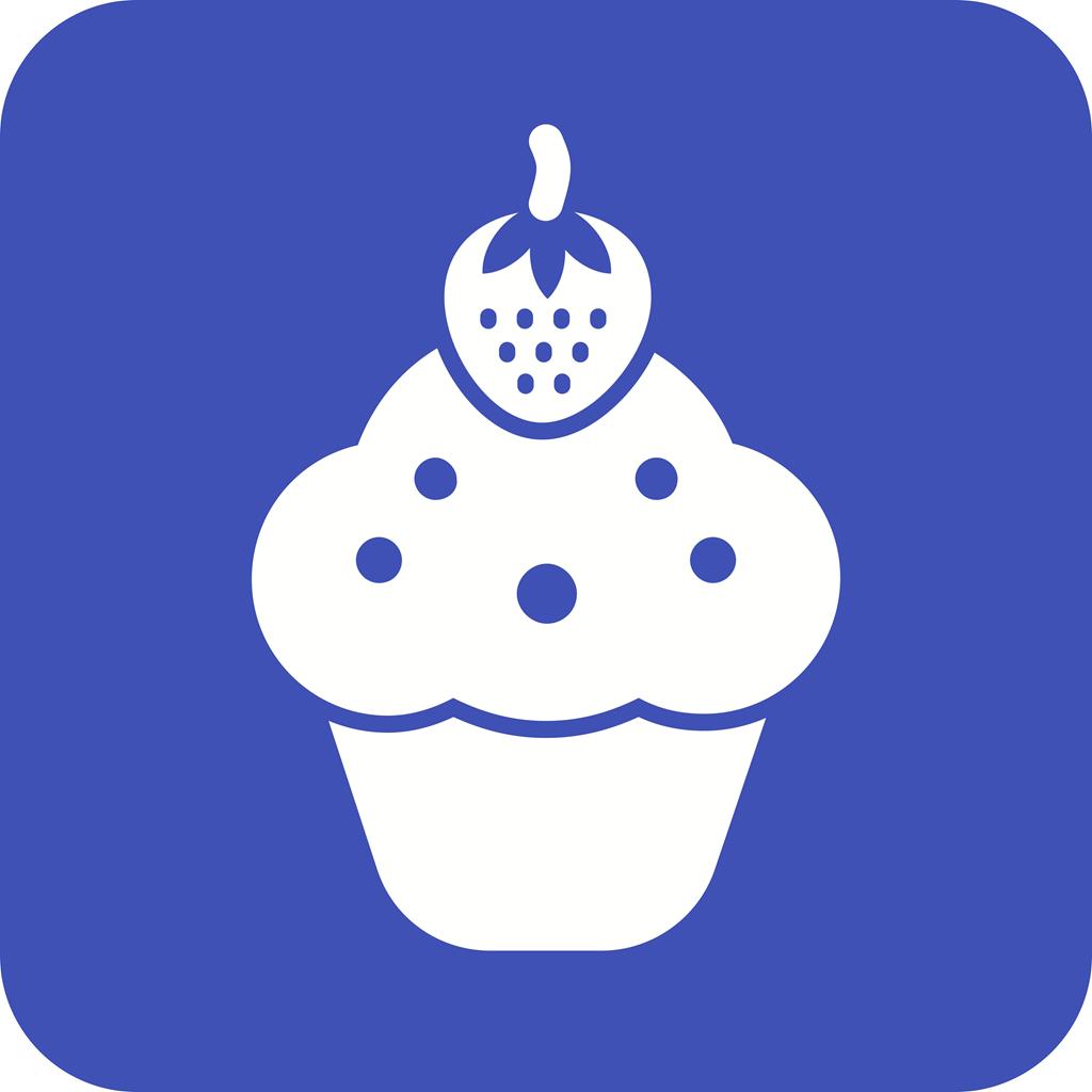 Strawberrry cupcake Flat Round Corner Icon - IconBunny