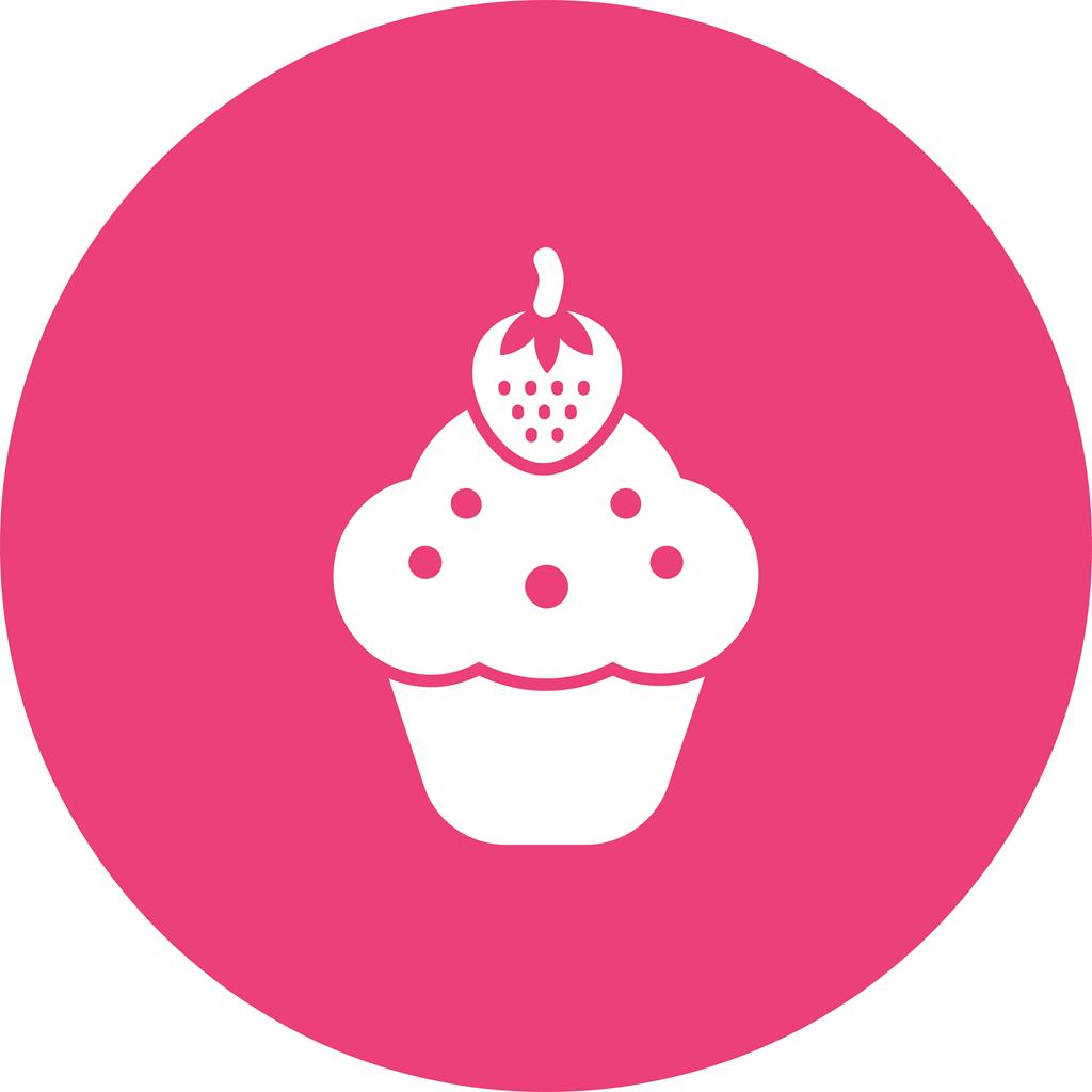 Strawberrry cupcake Flat Round Icon - IconBunny