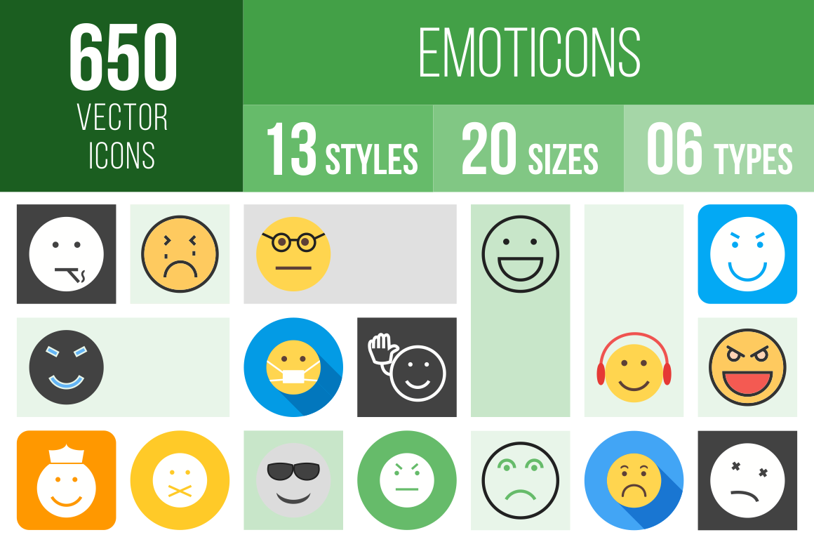 Emoticons Icons Bundle - Overview - IconBunny