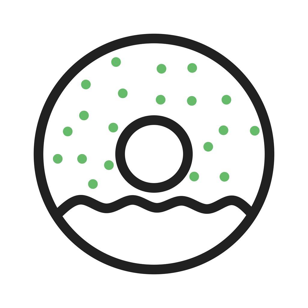 Doughnut sprinkled Line Green Black Icon - IconBunny