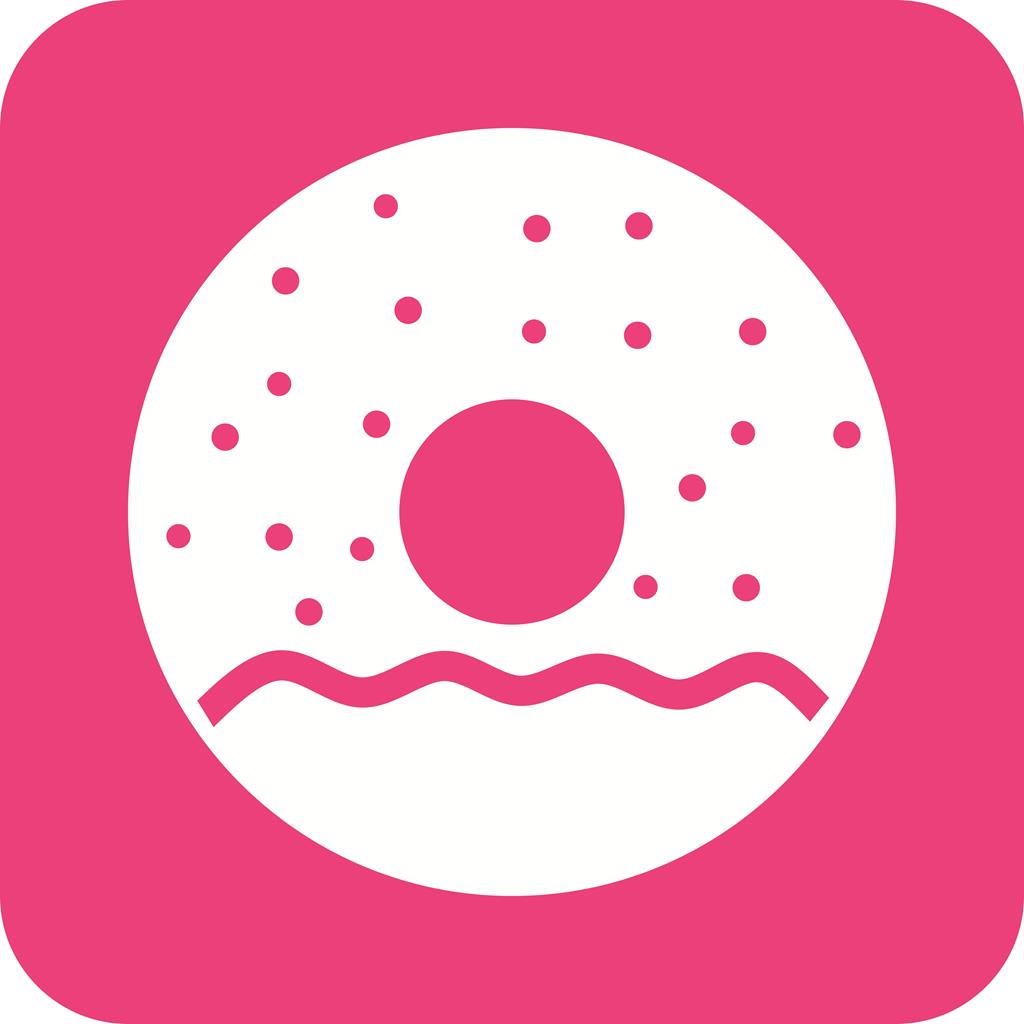 Doughnut sprinkled Flat Round Corner Icon - IconBunny
