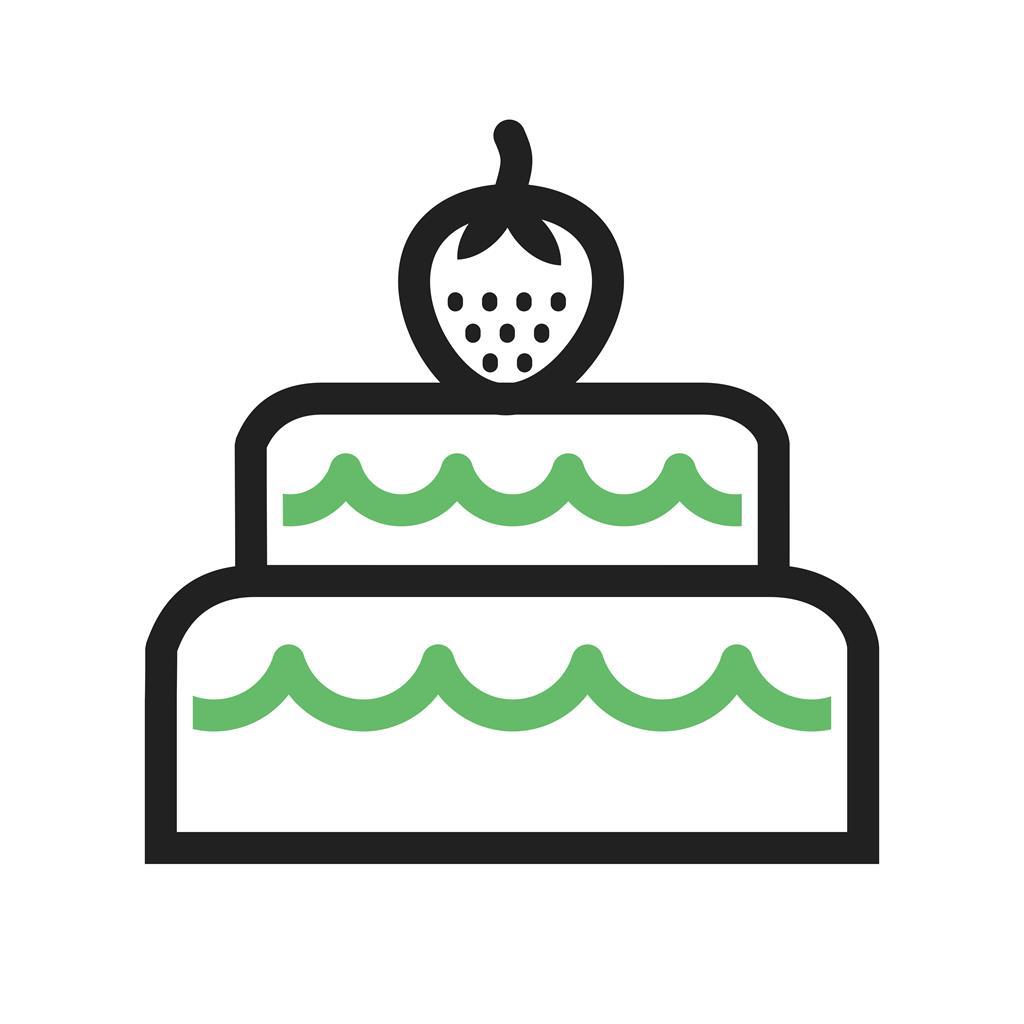 Two layered cake Line Green Black Icon - IconBunny