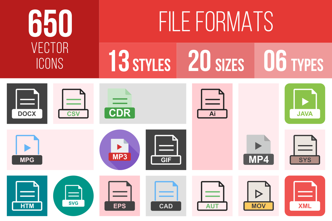 File Formats Icons Bundle - Overview - IconBunny