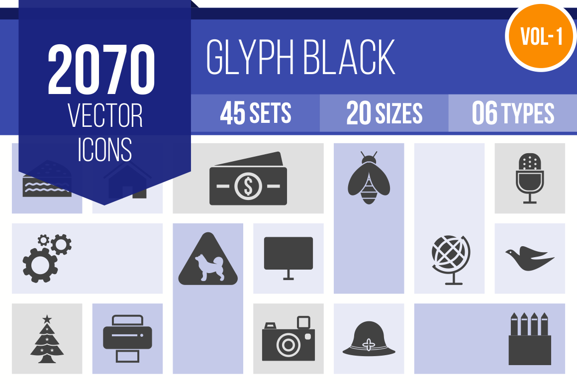 2070 Glyph Icons Bundle - Overview - IconBunny