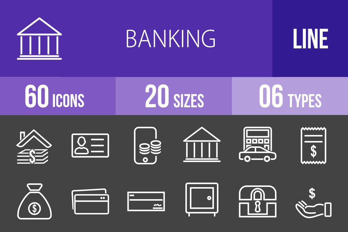 60 Banking Line Inverted Icons - Overview - IconBunny