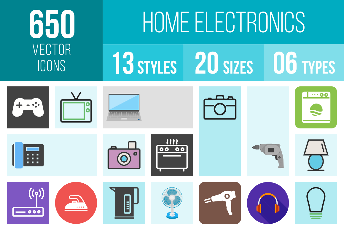 Home Electronics Icons Bundle - Overview - IconBunny