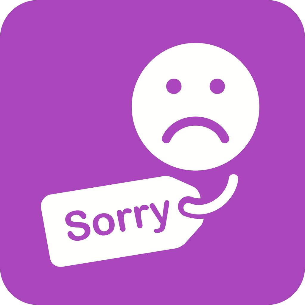 Apology tag Flat Round Corner Icon - IconBunny