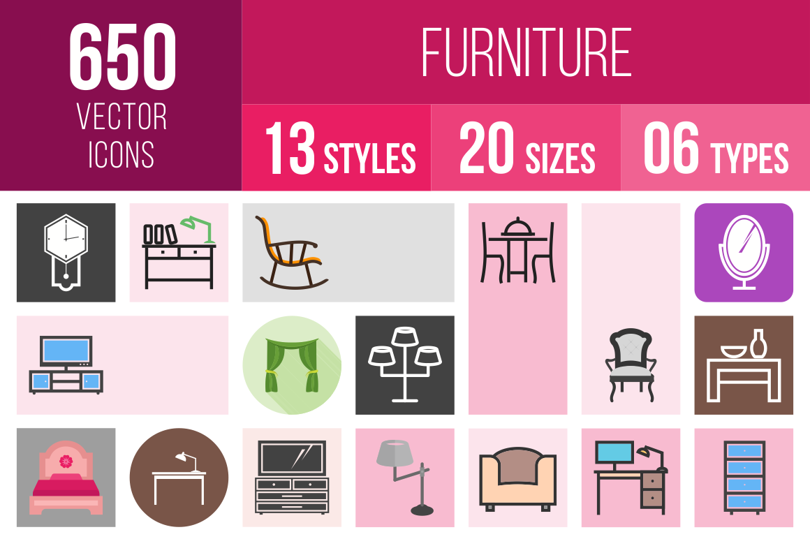 Furniture Icons Bundle - Overview - IconBunny