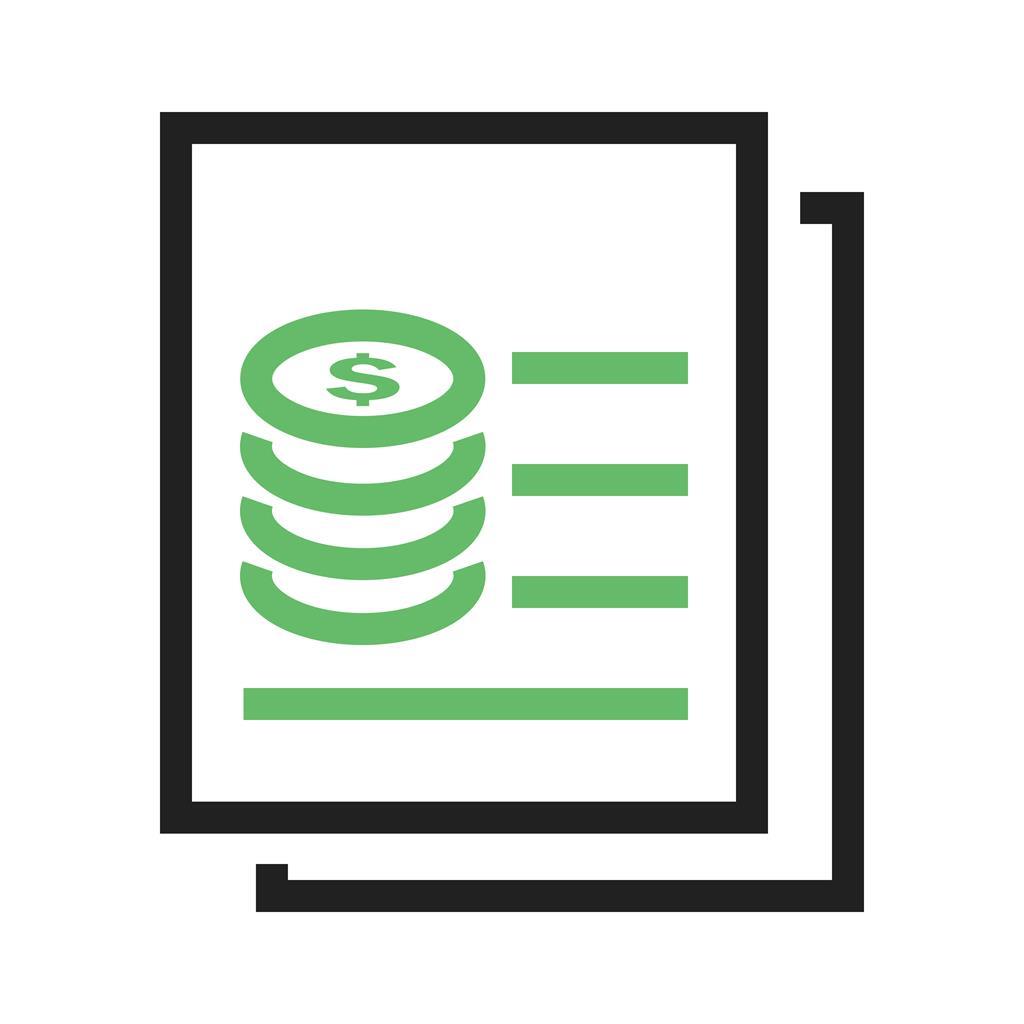 Invoices Line Green Black Icon - IconBunny