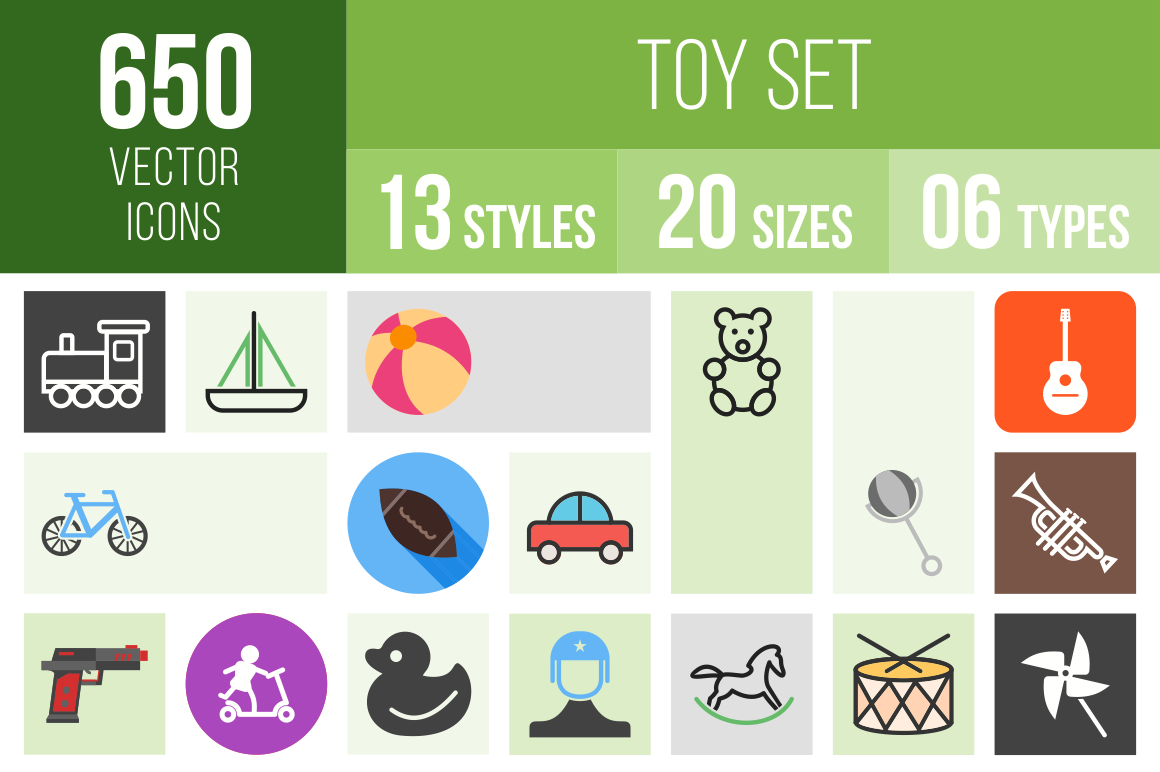 Toy Set Icons Bundle - Overview - IconBunny
