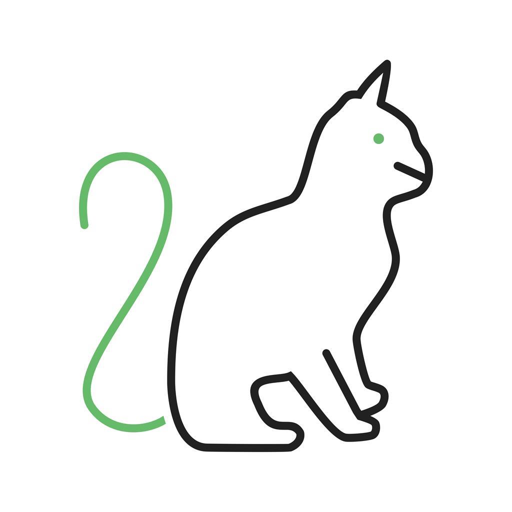 Cat Line Green Black Icon - IconBunny