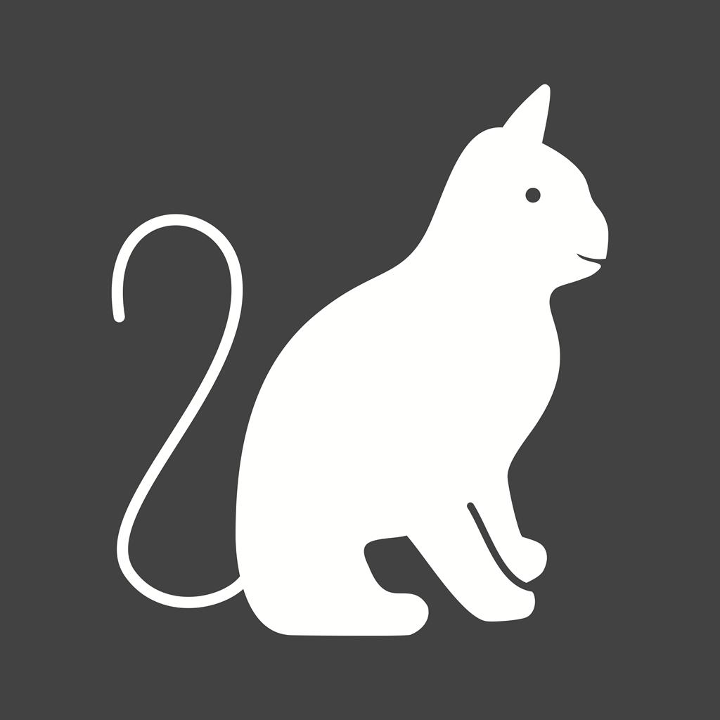 Cat Glyph Inverted Icon - IconBunny