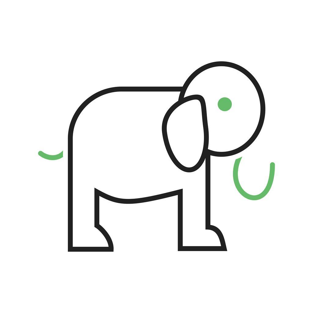 Elephant Line Green Black Icon - IconBunny