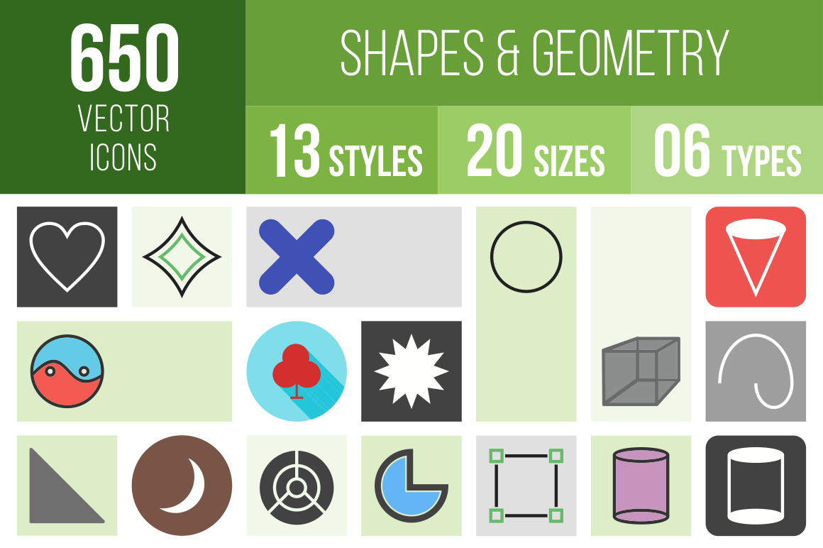 Shapes & Geometry Icons Bundle - Overview - IconBunny
