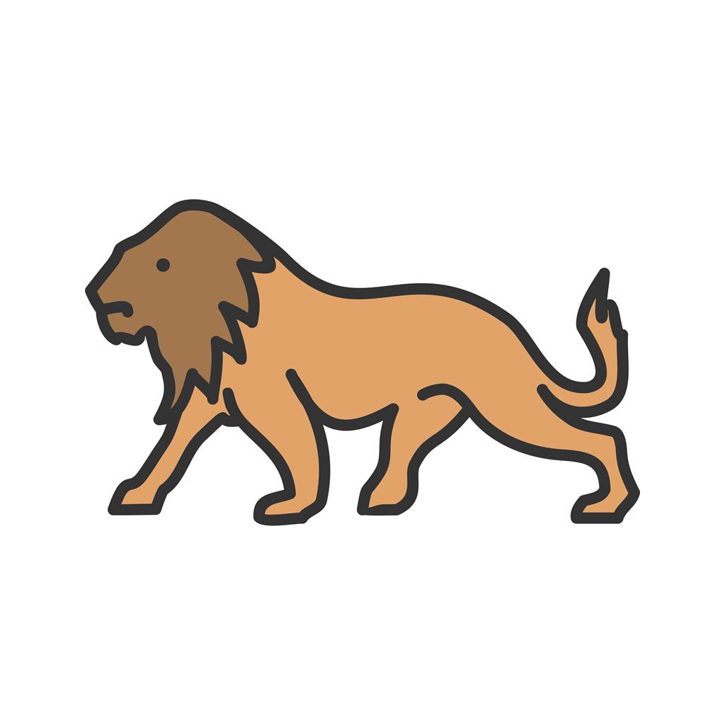 Lion Line Filled Icon - IconBunny