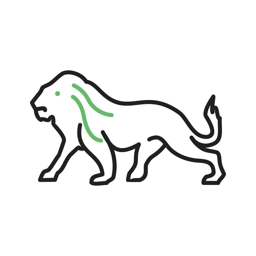 Lion Line Green Black Icon - IconBunny