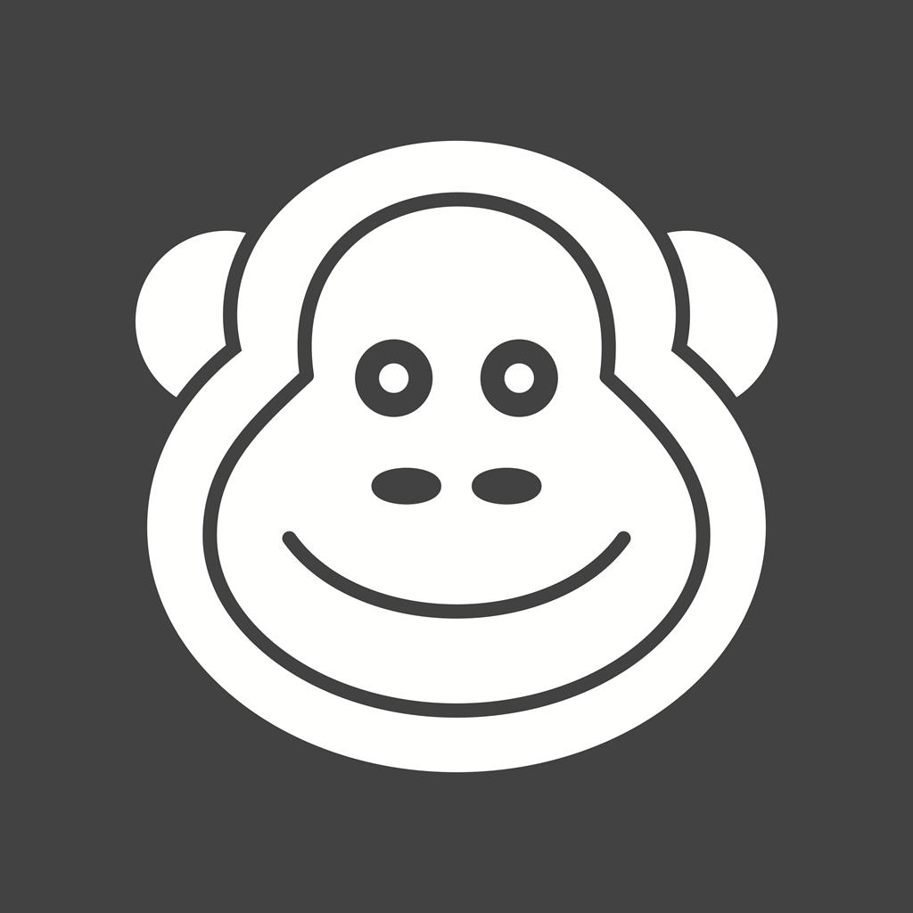 Monkey Glyph Inverted Icon - IconBunny