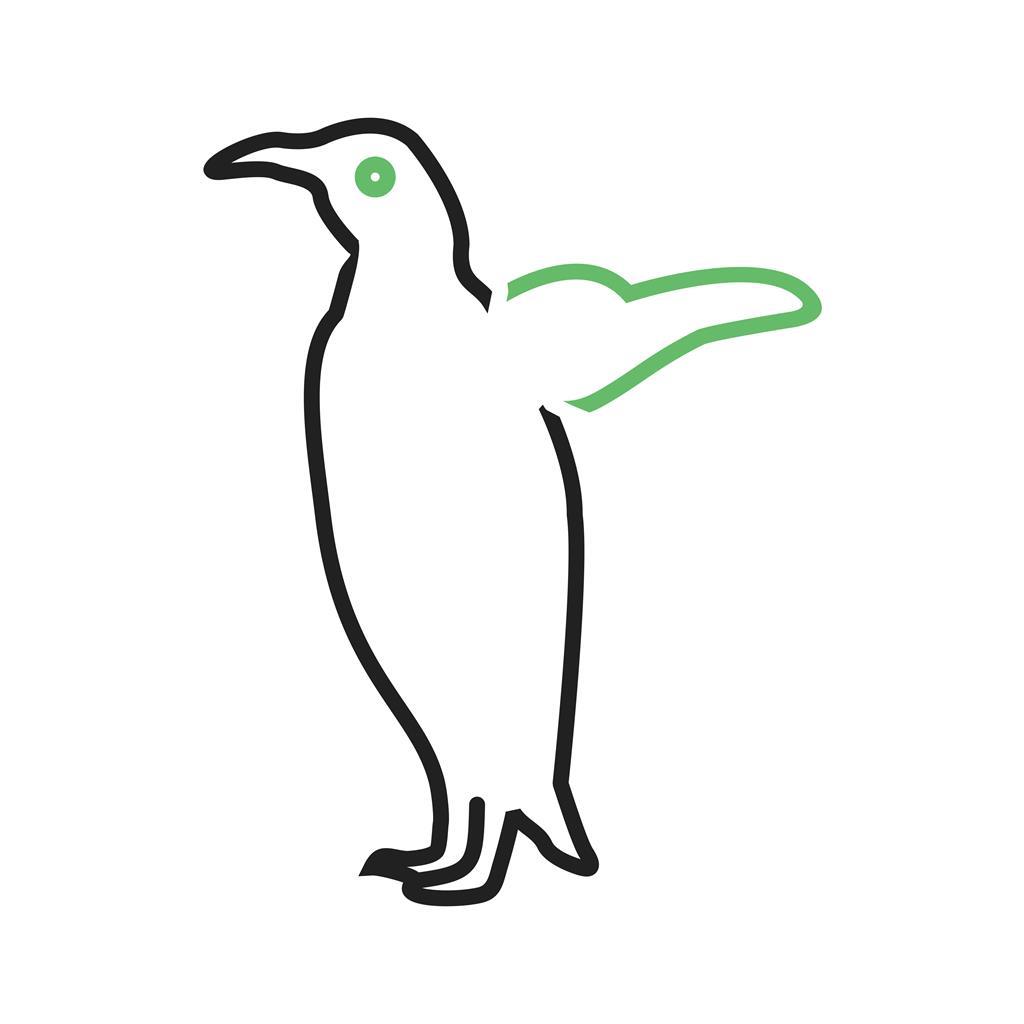 Penguin Line Green Black Icon - IconBunny