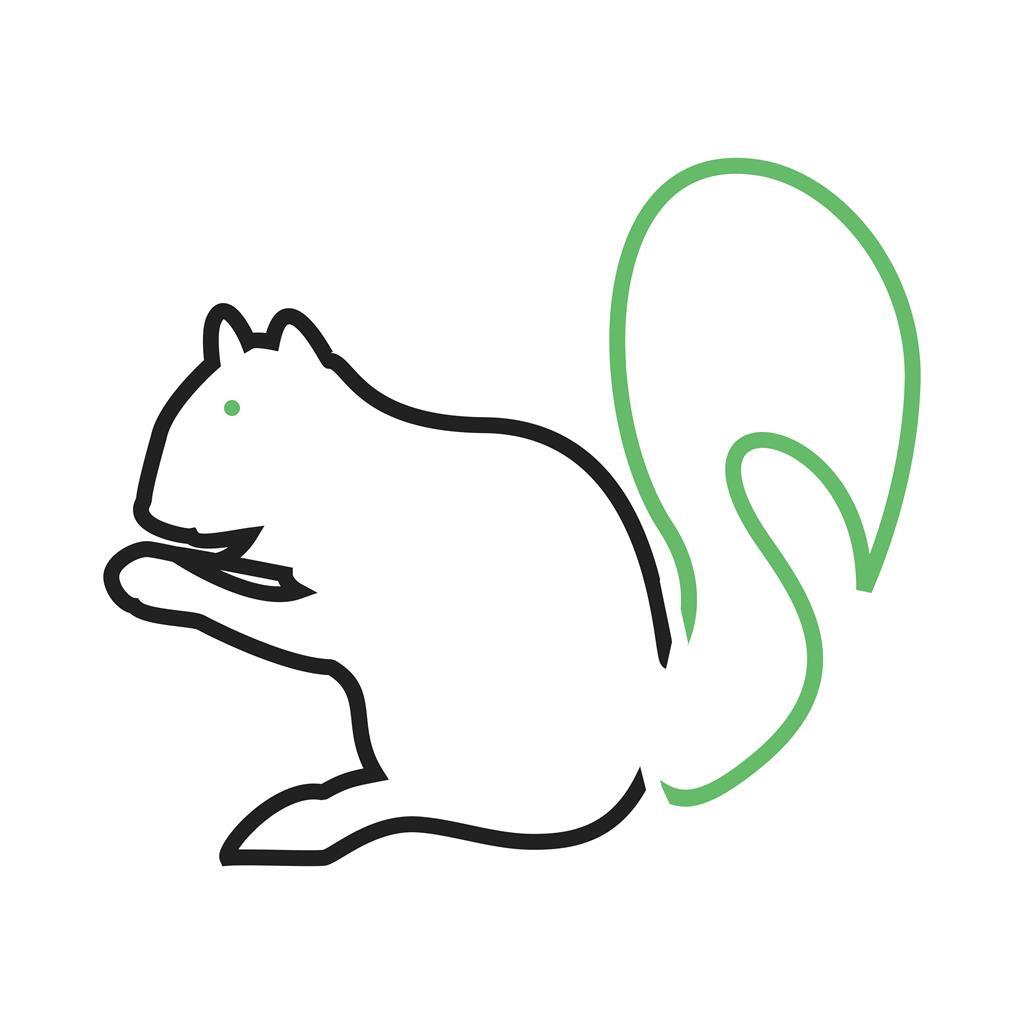 Squirrel Line Green Black Icon - IconBunny