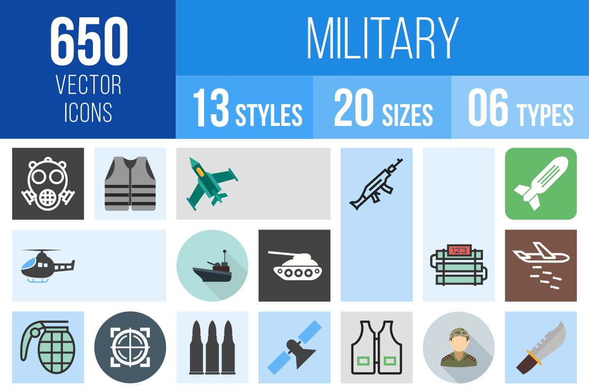 Military Icons Bundle - Overview - IconBunny
