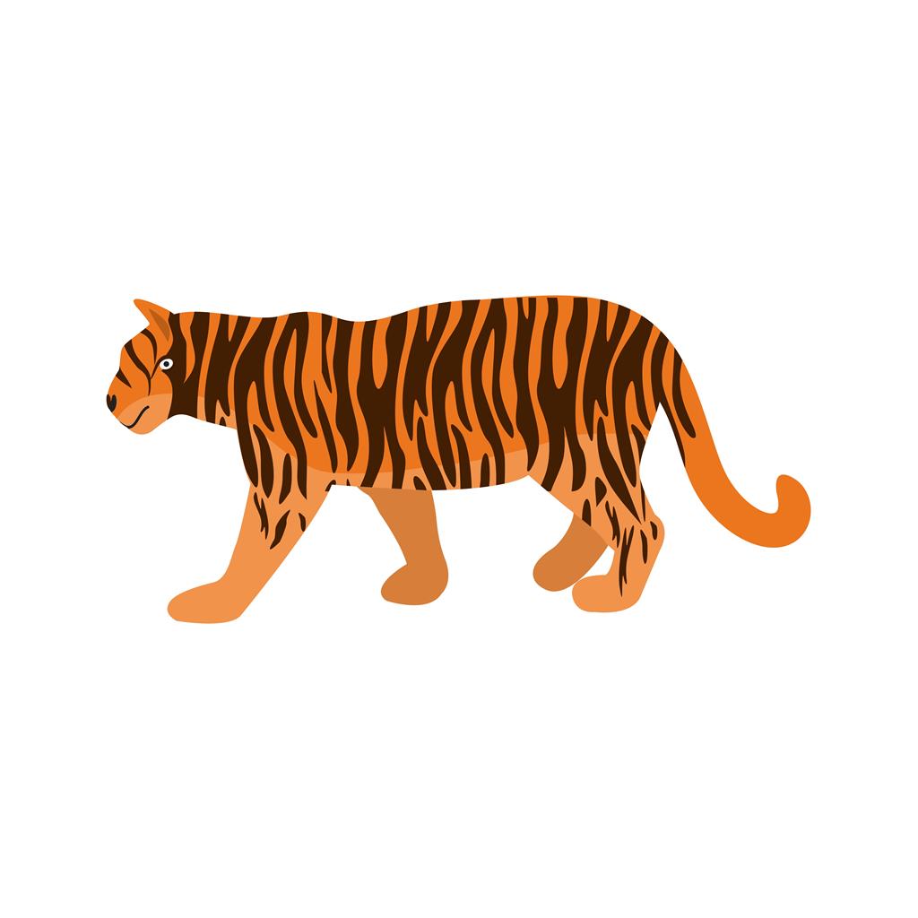 Tiger Flat Multicolor Icon - IconBunny